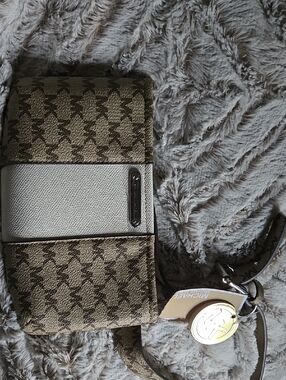 Michael Kors Belt Bag in Brown and White Leather